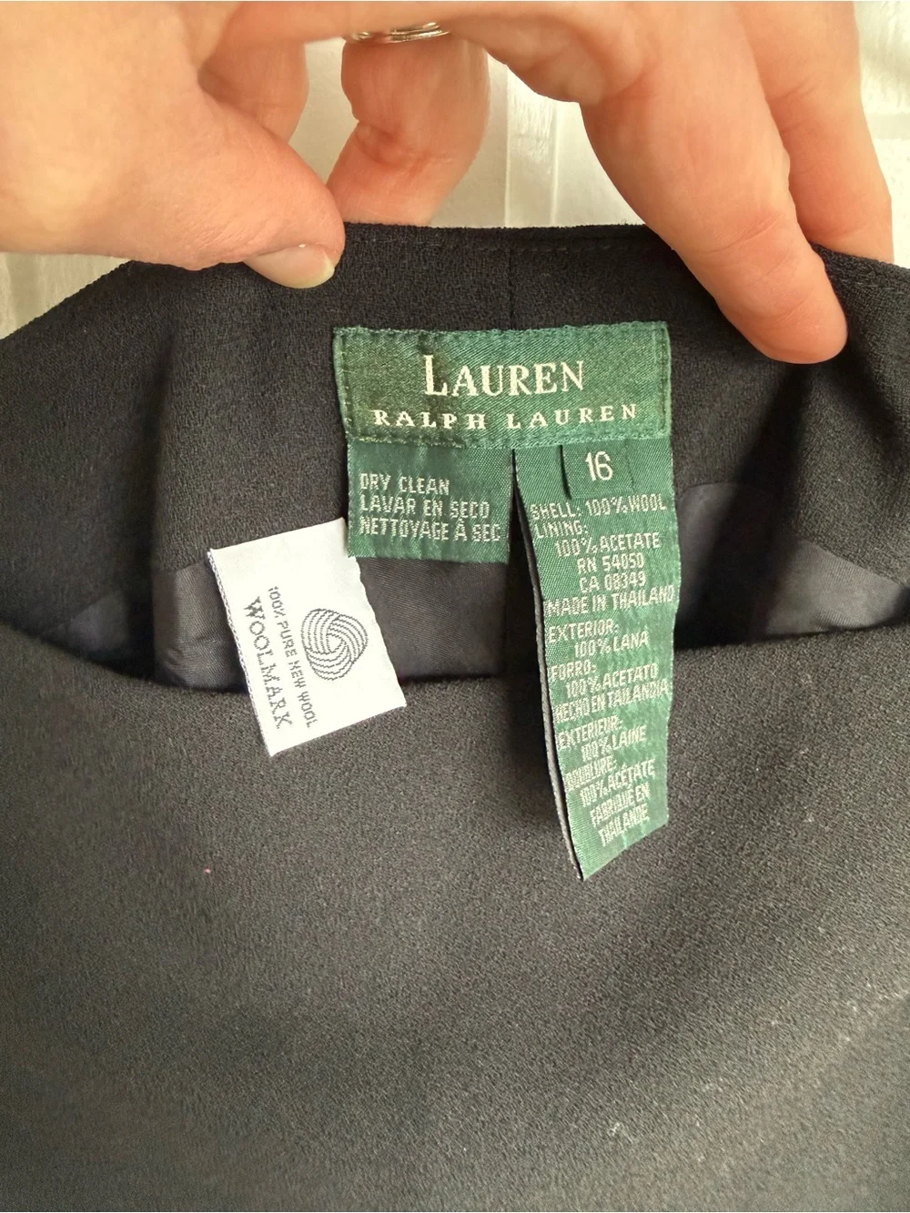 Lauren Ralph Lauren Black Wool Blend A-Line Midi Skirt Size 16 - Picture 5 of 7